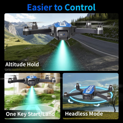 LE-IDEA GPS Drohne mit Kamera 4k, IDEA36LCD Klappbare Drohne mit LCD Bildschirm Bürstenloser Motor, Positionierung des Lichtstroms Kopflosen Modus Höhenhalt, FPV RC Quadrocopter für Anfänger