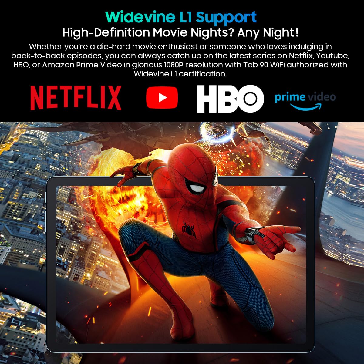 Blackview Tab90 WiFi (2025) Tablet Android 15, 12GB+128GB/2TB TF Octa Core, WiFi 5 Tablet PC 11 Zoll HD+ Display, 8200mAh, 13MP+8MP, Widevine L1, PC Modus, 3,5mm Klinke, 5G WiFi, OTG, FM, Schwarz