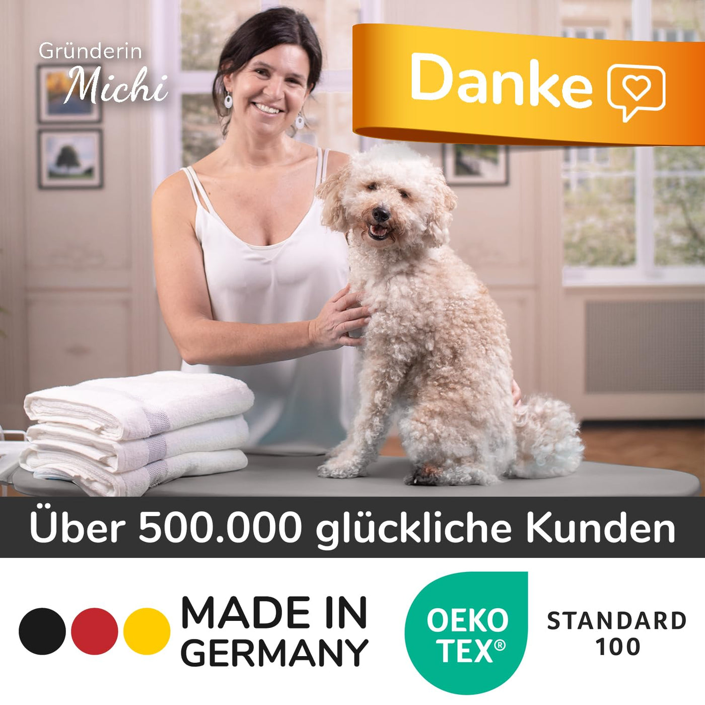 Super Soft 5 Schichten Turbo-Bügelbrettbezug 120x45, Made in Germany, ÖKOTEX Baumwoll-Polsterung, schneller mit Thermoreflexion, 5 Größen, EasyFit+Spanner, XL Fläche 120-125x38-45cm