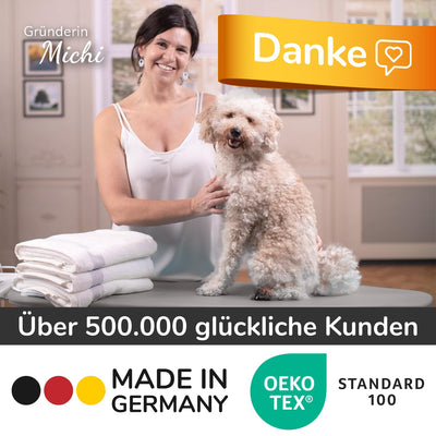 Super Soft 5 Schichten Turbo-Bügelbrettbezug 120x45, Made in Germany, ÖKOTEX Baumwoll-Polsterung, schneller mit Thermoreflexion, 5 Größen, EasyFit+Spanner, XL Fläche 120-125x38-45cm