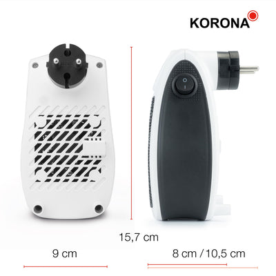 Korona 60010 Steckdosenheizer mit Frostwächter Funktion | 600 Watt | Digitales Display | Einstellbare Temperatur | Ideal für schnelle, punktgenaue Wärme in Räumen mit 10-20 m²