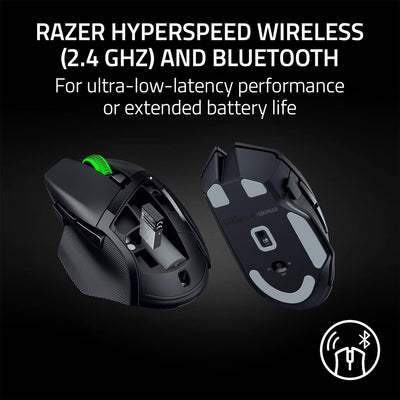 Razer Basilisk V3 X HyperSpeed - Anpassbare kabellose Gaming-Maus (Ergonomische Form mit 9 anpassbaren Bedienelementen, HyperSpeed Wireless, Bluetooth, 5G Advanced 18K Optical Sensor) Schwarz