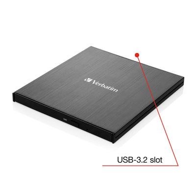Verbatim Externer Slimline Bluray Writer mit USB 3.0-Kabel, externer DVD und Bluray Brenner, ideal für Notebooks und Computer ohne Laufwerk, Bluray Player & DVD Drive mit kostenloser Bluray Disk