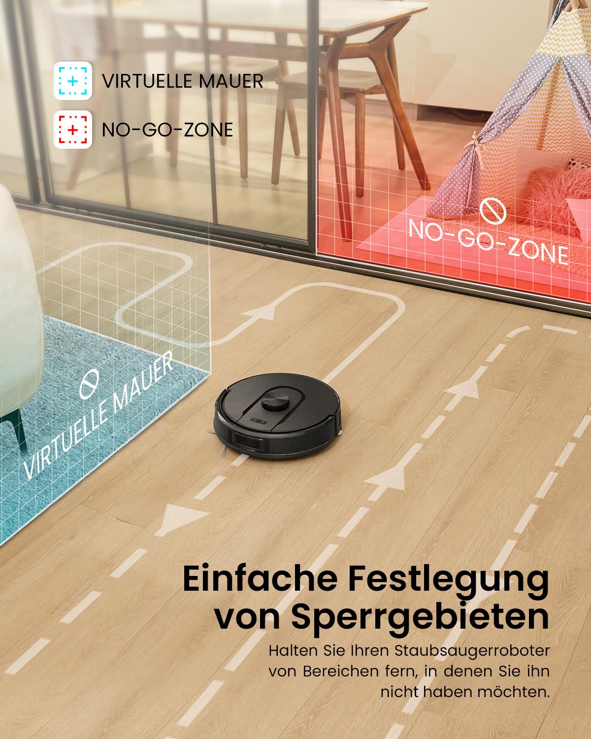 Vexilar W11 Staubsauger Roboter mit Wischfunktion, 3L Saugroboter mit Absaugstation, 6000Pa Saugkraft, 180Min Laufzeit, LiDAR Navigation, 15 No-Go Zonen, APP Steuerung, Ideal für Teppich und Tierhaare