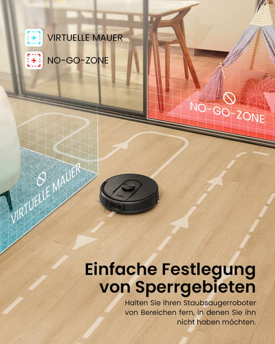 Vexilar W11 Staubsauger Roboter mit Wischfunktion, 3L Saugroboter mit Absaugstation, 6000Pa Saugkraft, 180Min Laufzeit, LiDAR Navigation, 15 No-Go Zonen, APP Steuerung, Ideal für Teppich und Tierhaare