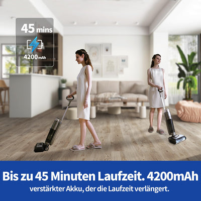 Redkey W13 Nass Trockensauger kabellos, Kantenreinigungsbürste, akku Nass Trocken Staubsauger, Selbstreinigung & Selbsttrocknend, 17500Pa, 45min Laufzeit 900ml Wassertank für Hartböden, Tierhaare