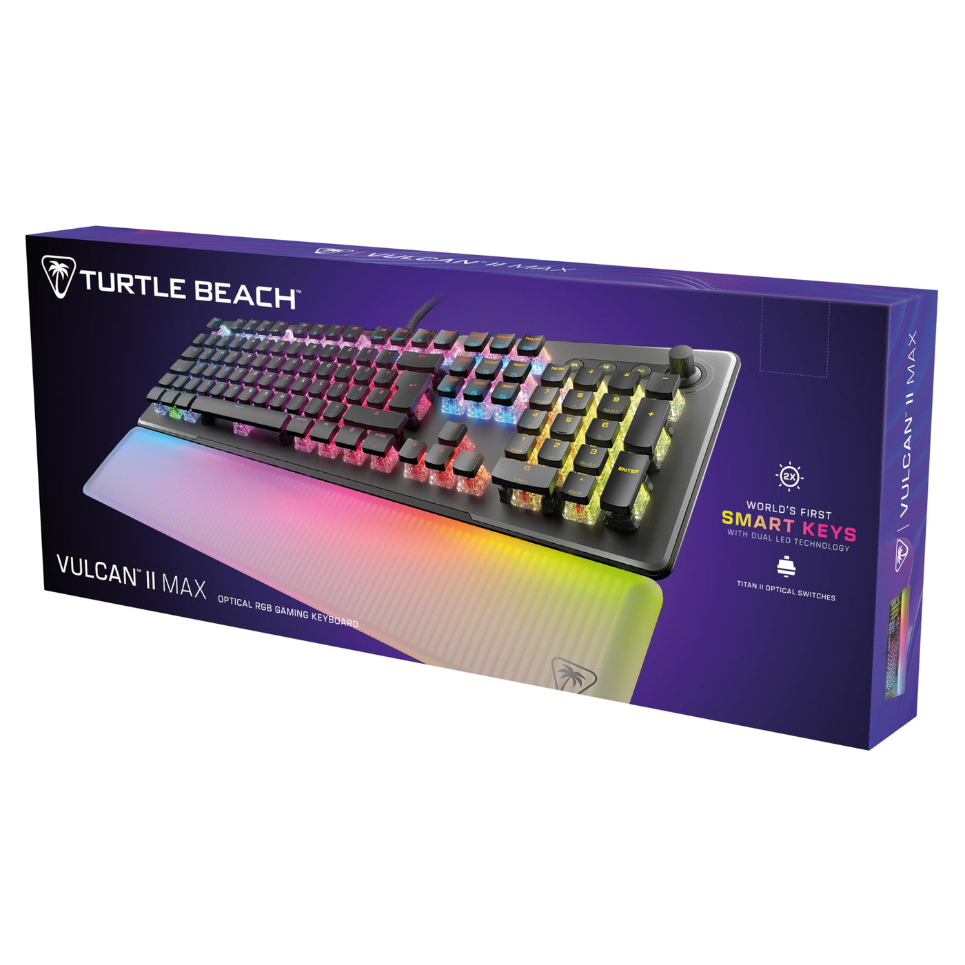 Turtle Beach Vulcan II Max – Optisch-mechanische PC-Tastatur, anpassbare RGB-Beleuchtung, Handballenauflage, lineare Titan II-Schalter, Aluminiumplatte – Schwarz