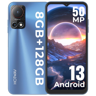 HOTWAV Note 13 Smartphone Ohne Vertrag, 5160mAh Octa Core 8GB+128GB/1TB Erweiterbar, 90Hz 6.6" HD+ Display Android 13 Günstig Smartphone 4G, 50MP Kamera Face ID Simlockfreie Handys, GPS, Fingerabdruck