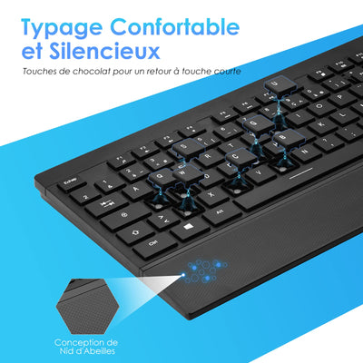 ANSTA drahtlose Maus Tastatur Kombination, drahtlose Tastatur mit Maus, 2.4 GHz Deutsches drahtloses Layout mit Armlehne, PC/Notebook Batterielebensdauer ist lang