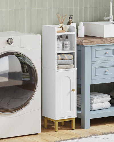 Hzuaneri Badezimmerschrank, Toilettenschrank, Badschrank, schmales Badregal, Verstellbare Ablagen, platzsparend, für kleine Räume, einfache Montage, 20 × 20 × 83 cm, weiß BC08203X