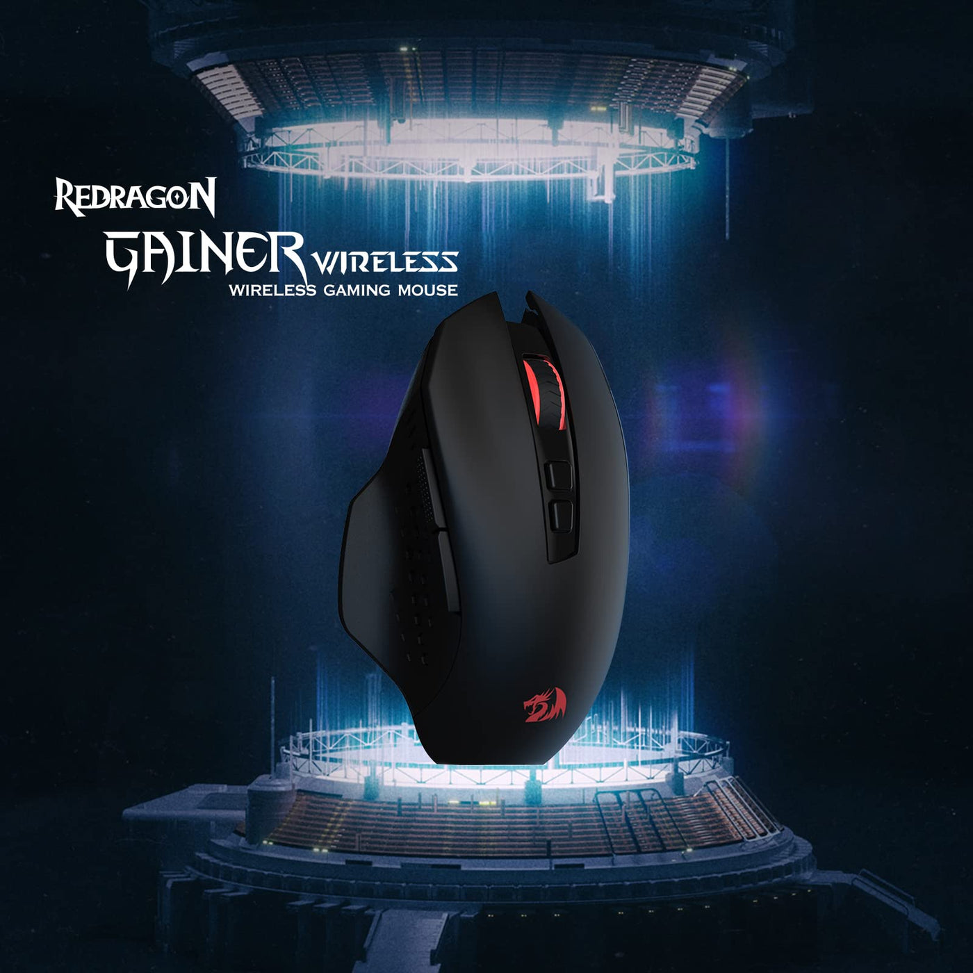 Redragon M656 Gainer Kabellose Gaming Maus, 4000 DPI 2.4Ghz Maus mit 5 DPI Stufen, 7 Makrotasten, rote LED Hintergrundbeleuchtung & Pro Software/Laufwerk unterstützt, für PC/Mac/Laptop