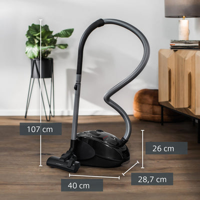 Siemens Staubsauger mit Beutel Z 3.0 extreme power VSZ3XTRM11, Bodenstaubsauger, XXL-Polsterdüse ideal für Tierhaare, Bodendüse für Parkett, Teppich, Fliesen, niedriger Stromverbrauch, 850 W, schwarz