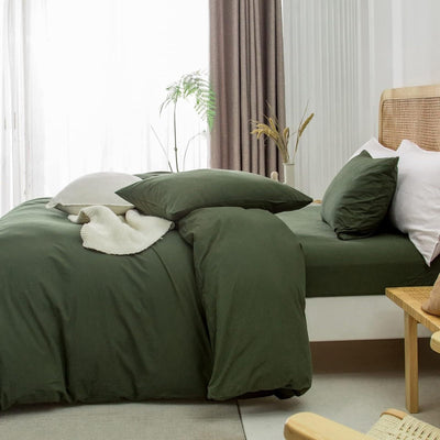 Tospass Bettwäsche 220x240cm Baumwolle Renforce Bettwaren-Sets Olivgrün Unifarben Deckenbezug Uni Bettbezug