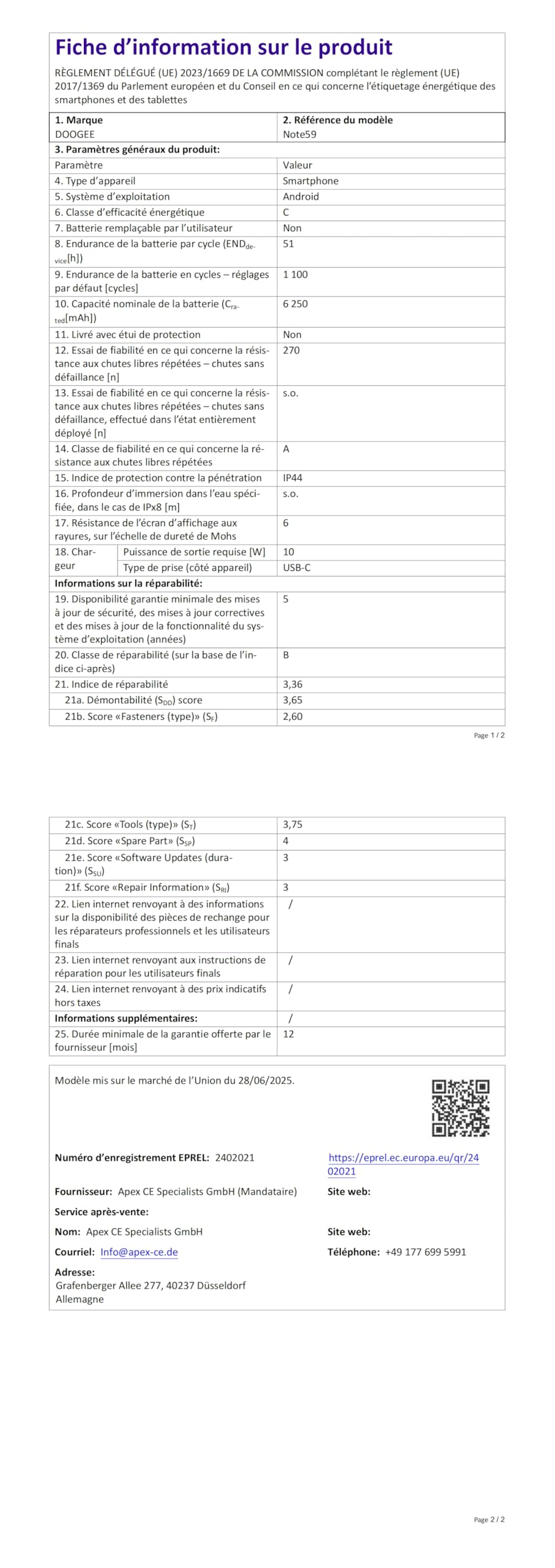 DOOGEE Note 59 5G Android 15 Smartphone Ohne Vertrag, 32GB+128GB /2TB Handy Günstig, 6.75" HD+ 120Hz Handy Ohne Vertrag, 6250mAh Simlockfreie Handys, 16MP+8MP, Dual 5G SIM, OTG/Face ID/NFC/Widevine L1