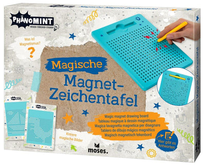 moses. 30340 PhänoMINT Magnet-Zaubertafel – Zum Kreieren von magischen Bildern, Magnetische Zeichentafel mit Vorlagen, Kreativ-Set für Kinder, Tafel & Stift, Türkis
