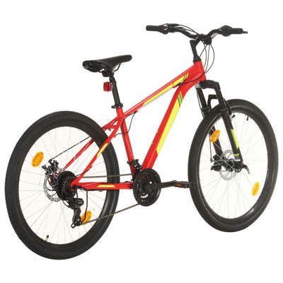 Gecheer Mountainbike mit Shimano-Kettenwechsler,Jungen-Fahrrad & Herren-Fahrrad, MTB, Trekkingrad, Hardtail Bike, Sportfahrrad, 21 Gang 27,5 Zoll Rad 38 cm Rot