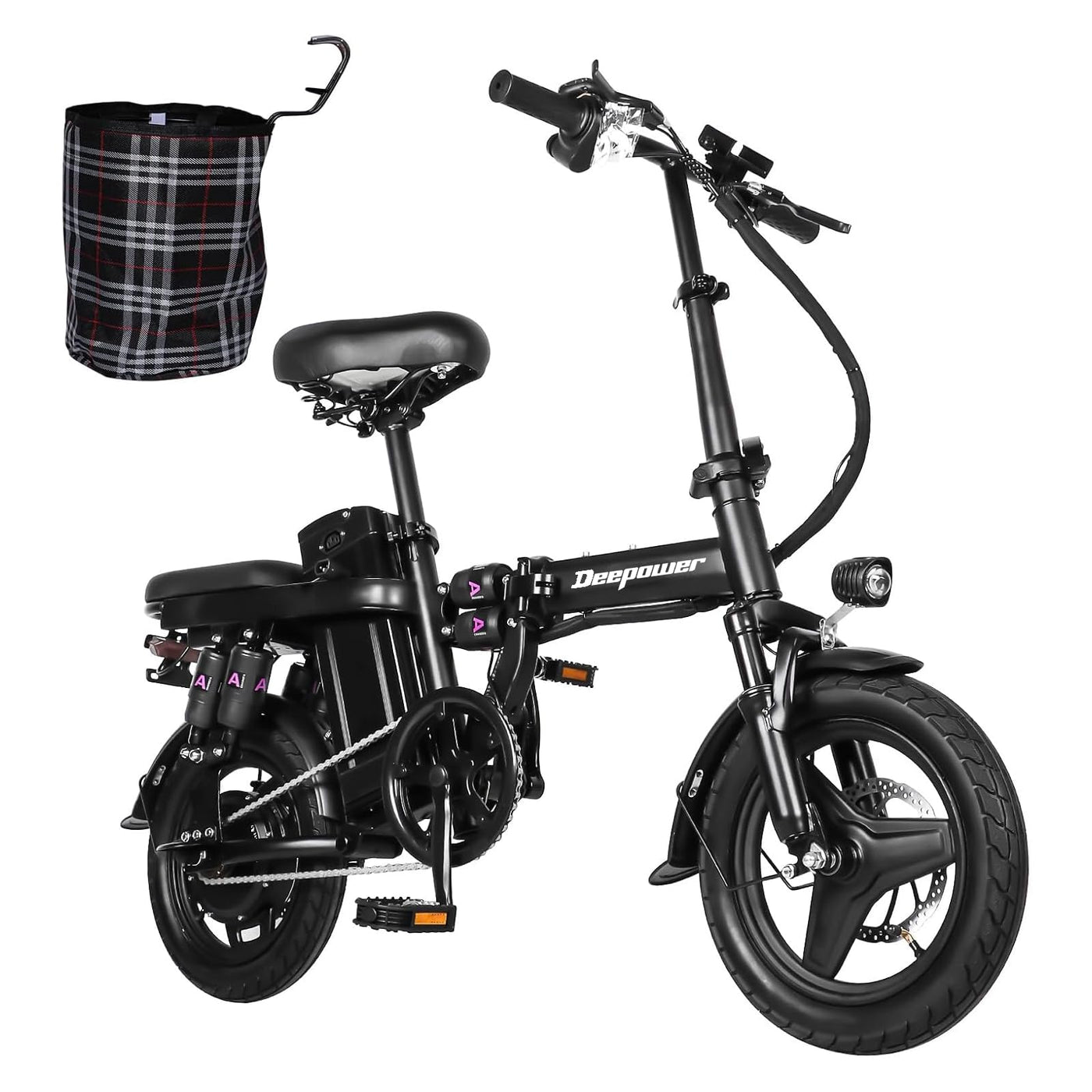 DEEPOWER Klappbares Elektrofahrrad, Elektrofahrrad, 48V 10Ah herausnehmbarer Akku, 250W Motor, Doppelscheibenbremsen, Citybike für Erwachsene (10Ah)