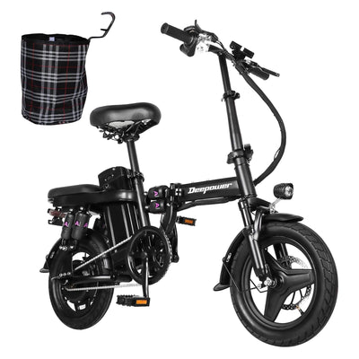 DEEPOWER Klappbares Elektrofahrrad, Elektrofahrrad, 48V 10Ah herausnehmbarer Akku, 250W Motor, Doppelscheibenbremsen, Citybike für Erwachsene (10Ah)