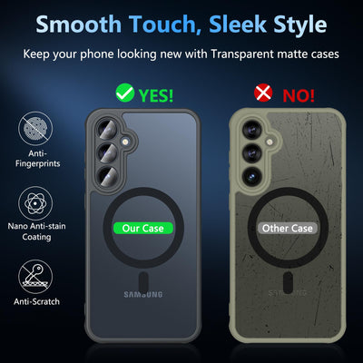 Hülle für Samsung Galaxy S23 FE 5G für Magsafe mit Panzer Schutz Glas, [Schutz in Militärqualität] Stoßfest Magnetisch Handyhülle Samsung S23 FE Case Dünn Outdoor Cover Schutzhülle für S23 FE, Schwarz