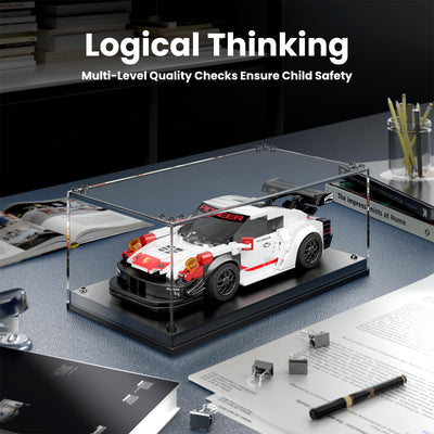 Mould King 27010 Speed Champion Rennwagen Bausteine 911 RSR Sportwagen Klemmbausteine mit Acryl-Vitrine Modellautos zum Sammeln (349 Teile)