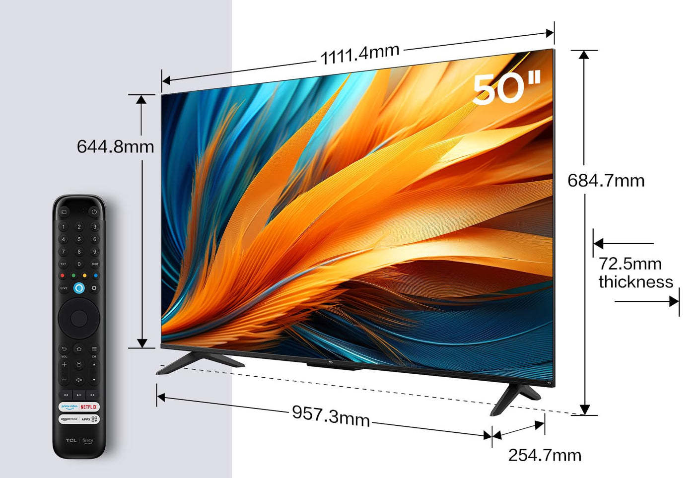 TCL 50PF650 50-Zoll 4K Ultra HD, HDR TV, Smart LED Fire TV (Dolby Vision, Dolby Atmos, DTS, HDR 10, Alexa integriert, Airplay2, Miracast)