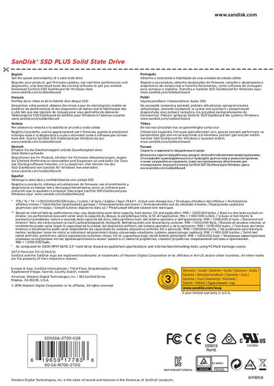 SanDisk SSD Plus interne SSD Festplatte 2 TB (schnelleres Hoch-, Herunterfahren und Laden, Lesegeschwindigkeit 545 MB/s, Schreibgeschwindigkeit 450 MB/s, stoßfest)