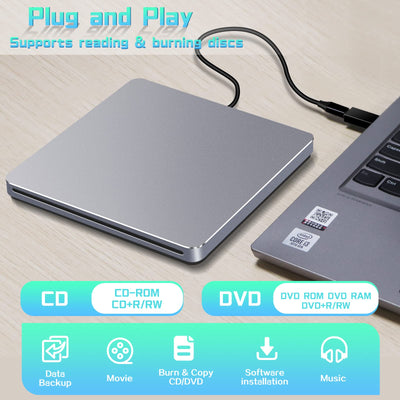 NOLYTH Externes DVD Laufwerk, CD Laufwerk Extern USB, Slot-in DVD Laufwerk Extern für Mac, Portable Externe Optische Laufwerke DVD Brenner Extern CD Externes Laufwerk für Laptop PC Apple Windows