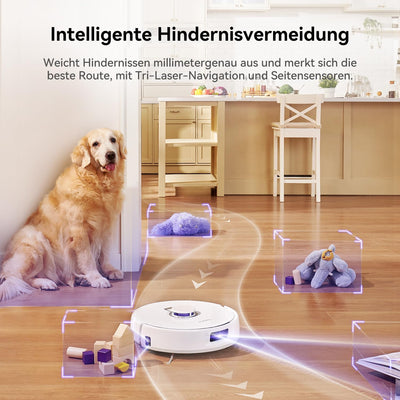 NARWAL Freo X Plus Saug- und Wischroboter Selbstentleerend, Verhedderungsfreie Schwebebürste, 7800-Pa-Saugleistung, 7 Wochen Selbstentleerung ohne Absaugstation, Tri-Laser-Hindernisvermeidung