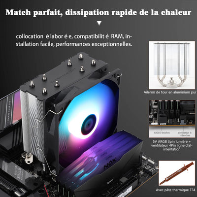 Thermalright AssassinX120 SE ARGB CPU Luftkühler, AX120 SE ARGB, 4 Heat Pipes, TL-C12C-S PWM Leise Fan CPU Kühler mit S-FDB Lager, Für AMD AM4/Intel 1700/1150/1151/1200, Kompatibel mit Desktop
