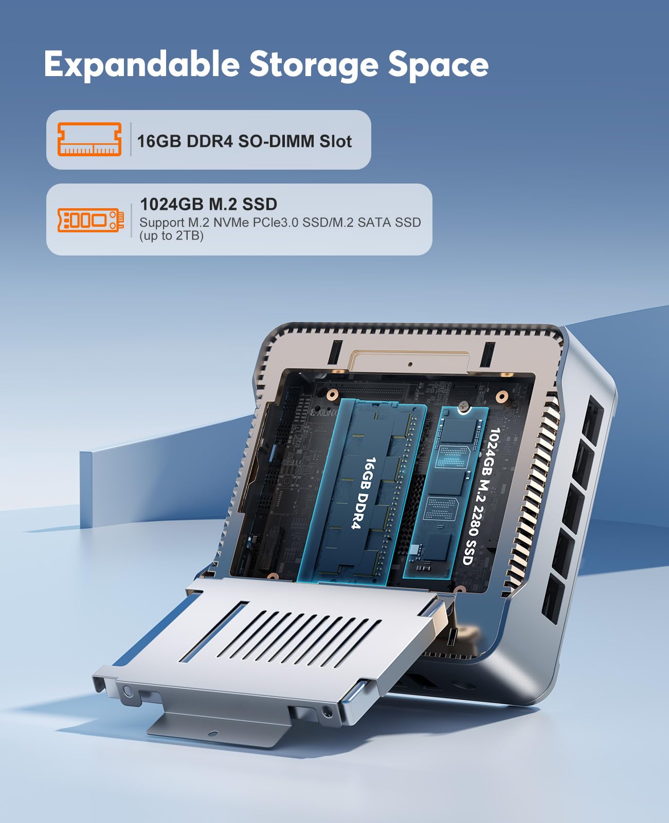 NiPoGi Mini PC 16GB DDR4 1024GB M.2 SSD, Ιntel Alder Lake-N97(bis zu 3,60 GHz) Mini Desktop Computer, Dual-WiFi, 1000Mbps LAN, HDMI 2.0 + DP, 4K Dual Display Micro-PC mit VESA für Schule/Zuhause/Büro