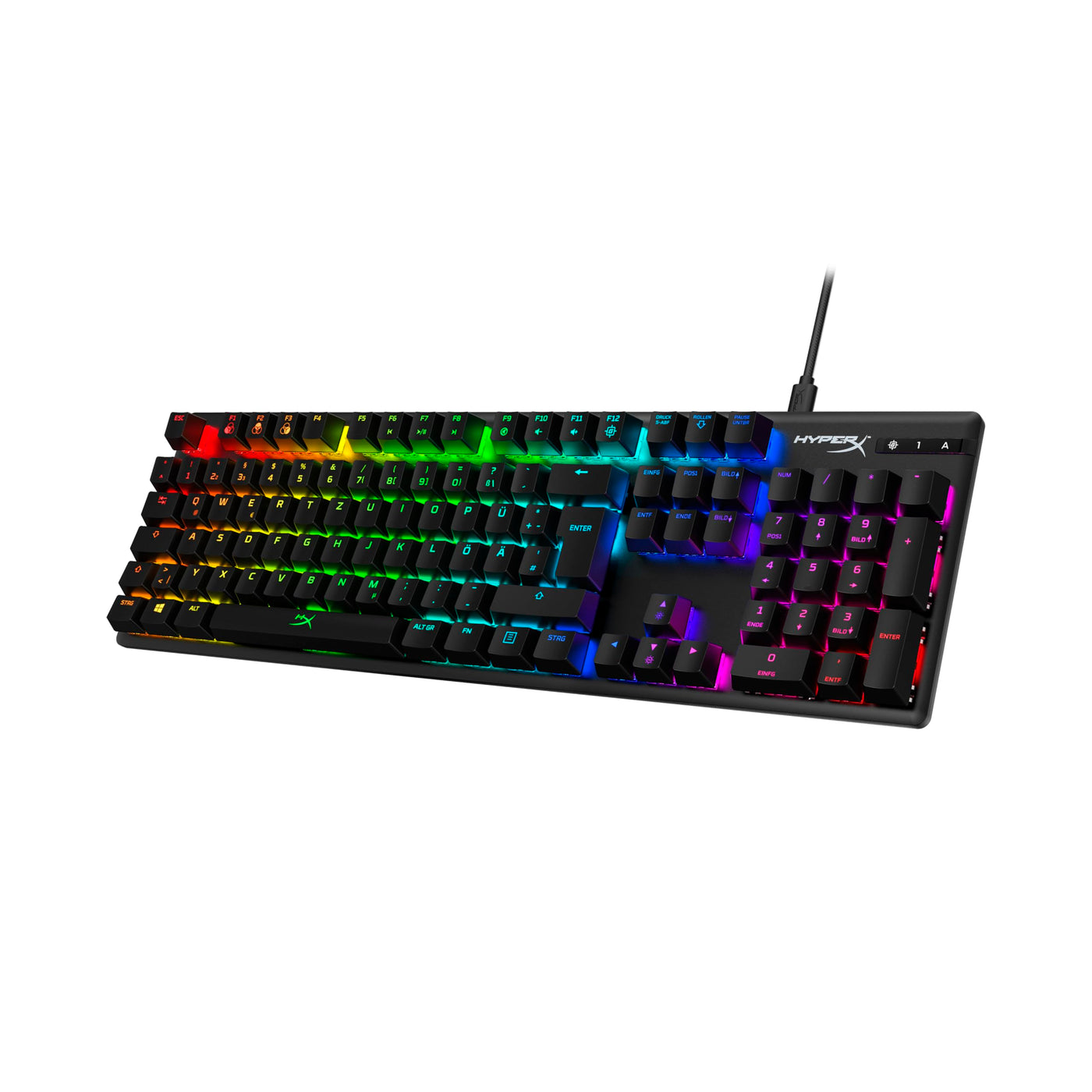 HyperX Alloy Origins Mechanische Gaming-Tastatur, RGB-Beleuchtung, HyperX Red Switches, Aluminiumgehäuse, QWERTZ deutsches Layout, abnehmbares USB-C-Kabel, kompatibel mit HyperX NGENUITY, Schwarz