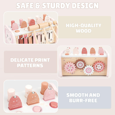 Joyreal Montessori Spielzeug ab 1 Jahr - Hammerspiel Holzspielzeug Baby, Xylophon Kinder 1 Jahr, Angelspiel Motorikspielzeug, Lernspielzeug Geschenke ab 1 2 3 Jahre Mädchen Junge