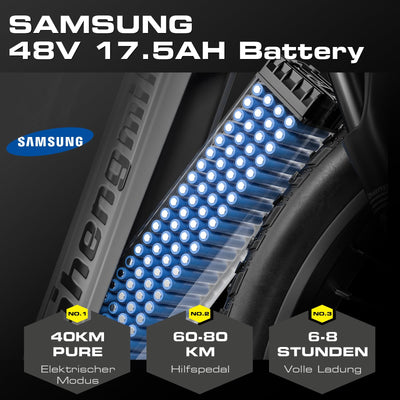 Shengmilo E Bike Herren,Mountainbike,80NM,48V 17.5AH Batterie,26 Zoll E Bike Damen,7-Gang Getriebe mit LCD-Display,Dual Shock Elektrofahrrad,Citybike,COC,CE (MX06)