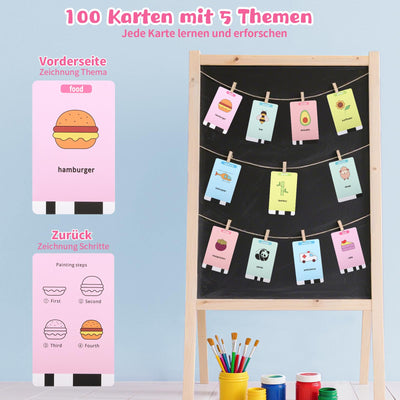 Charmofun Malroboter für Kinder, Zeichenroboter Kinder mit Stift & 100 Karten, Drawing Robot zur Frühkindliche Bildung, Sprachinteraktiver Lernspielzeug für Jungen Mächen ab 3 Jahren (Rosa)