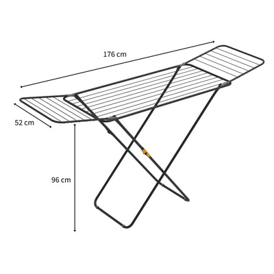 Rörets Wäscheständer Sussi Black – verriegelbare Flügel – Sicherheitssperre – 52x176x96cm – 18 m Trockenfläche - Design und Qualität von Schwedens stärkster Trockenständermarke, für Bekleidung