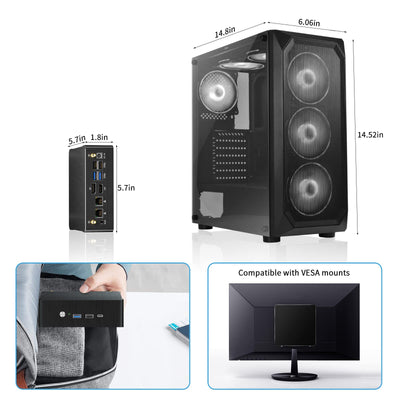 Kinupute Mini PC i9, Desktop Computer mit Core i9-12900H, 14 Kerne bis zu 5.0GHz, Windows 11 Pro, 64G DDR4, 2T M.2 PCIE4.0 SSD, DP/HDMI/USB-C Triple Display, 8K/4K@60Hz, Dual LAN, WiFi6E/BT5.3