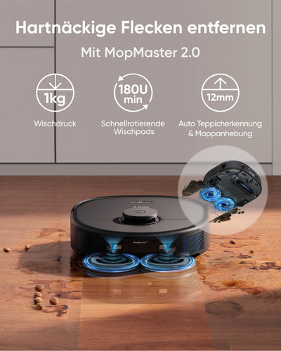 eufy X10 Pro Omni Saugroboter mit Wischfunktion & Absaugstation, 8.000Pa, Auto-Absaugen/Befüllen, 2× Auto-Lift-Mopp mit Auto-Waschen/Trocknen, Aktive Hindernisvermeidung, Kindersicherung