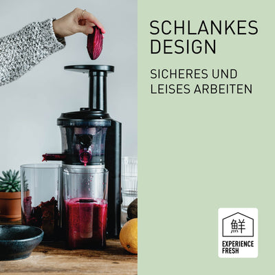 Panasonic MJ-L500S Slow Juicer / Entsafter / 2 Einsätze für Säfte & tiefgefrorene Zutaten / Frozen Joghurt / Silber