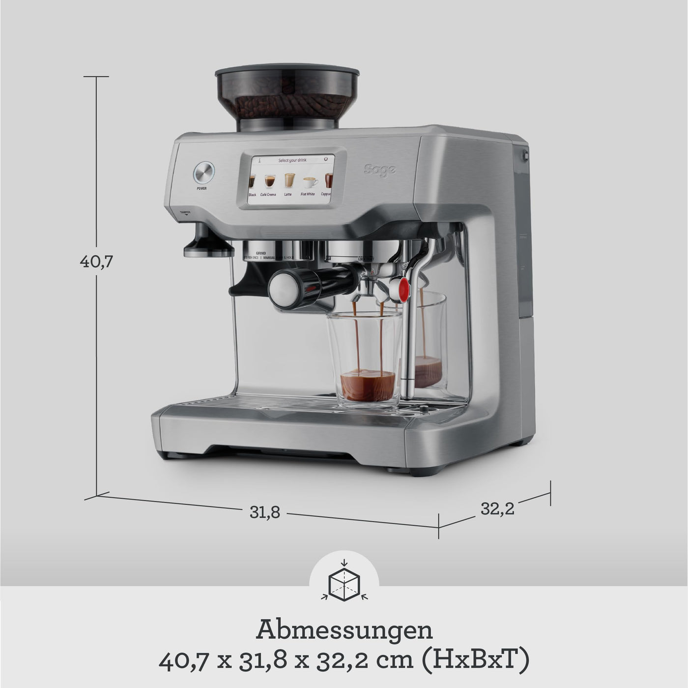 Sage - The Barista Touch - Kaffeevollautomat mit automatischem Milchaufschäumer - Gebürsteter Edelstahl