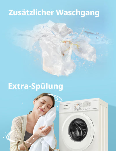 Comfee CFEW60-124 Waschmaschine / 6KG / Slim Line / D / 1200 U/min / Trommelreinigung / 15min-30min-45min Schnellwaschgang / Weiß