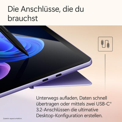Microsoft Surface Pro | Copilot+ PC | 12” LCD Touchscreen | Snapdragon® X Plus | 16GB RAM | 512GB Speicher | Neuestes Modell | Violett
