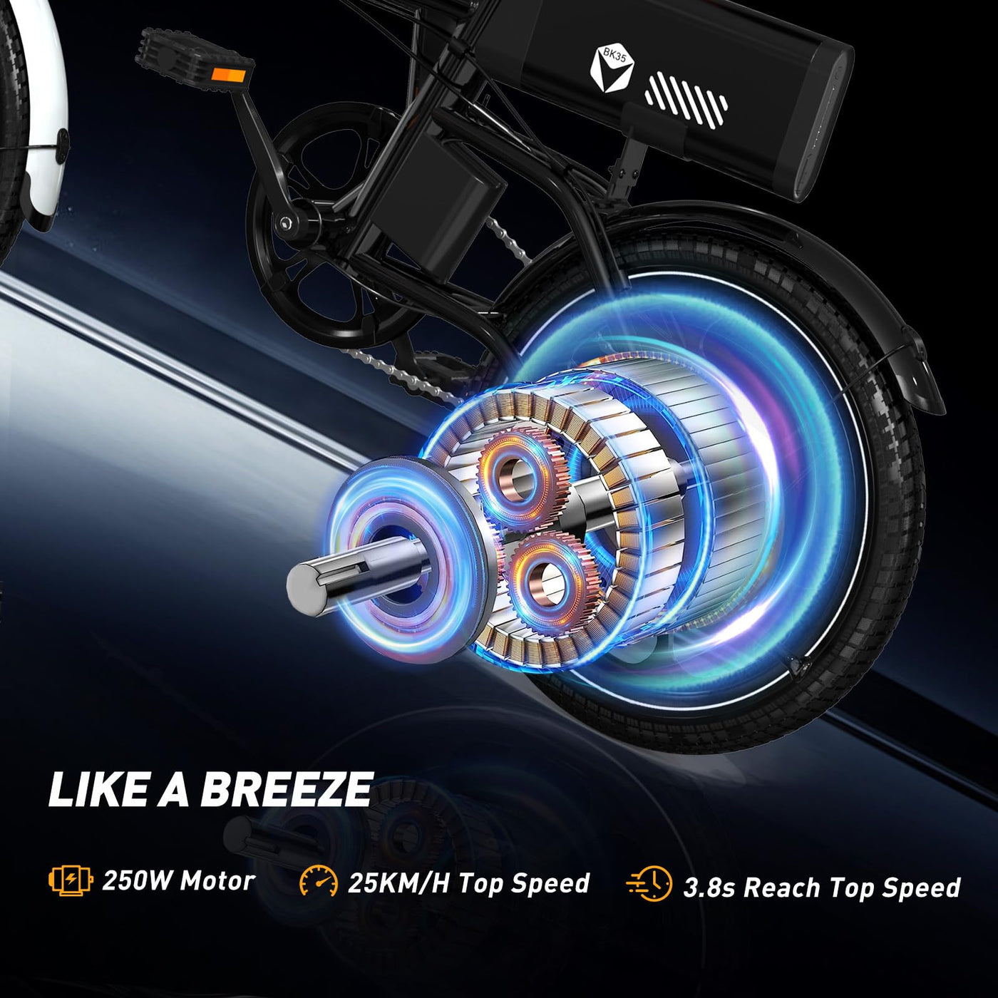 HITWAY E Bike 16 Zoll Elektrofahrrad E Bike, Pedelec mit 250W Motor, 25km/h Geschwindigkeit, 324Wh Batterie E-Fahrräder für Erwachsene BK35S (Schwarz-BK35S-9Ah)