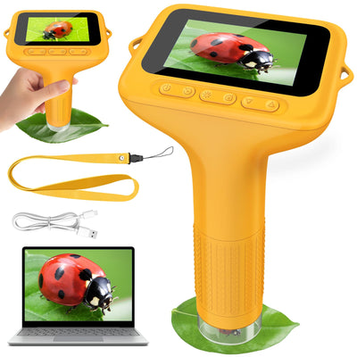 Mikroskop für Kinder, Digitales Mikroskop mit 3,0" IPS Bildschirm Lupe 1000x Microscope, HandyMikroskop LED Lights -Anschluss an PC, USB Taschenmikroskop, Geschenke für Jungen Mädchen 3-12 Jahr