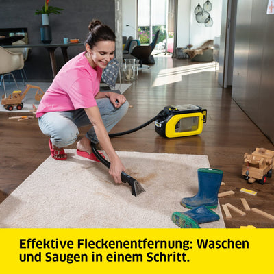 Kärcher SE 3-18 Compact Akku-Waschsauger (Integrierter Sprühschlauch, extra Wasch- und Fugendüse zur Polsterreinigung, 75 mm Arbeitsbreite, Durchspülfunktion, Autoreinigung, ohne Akku und Ladegerät)