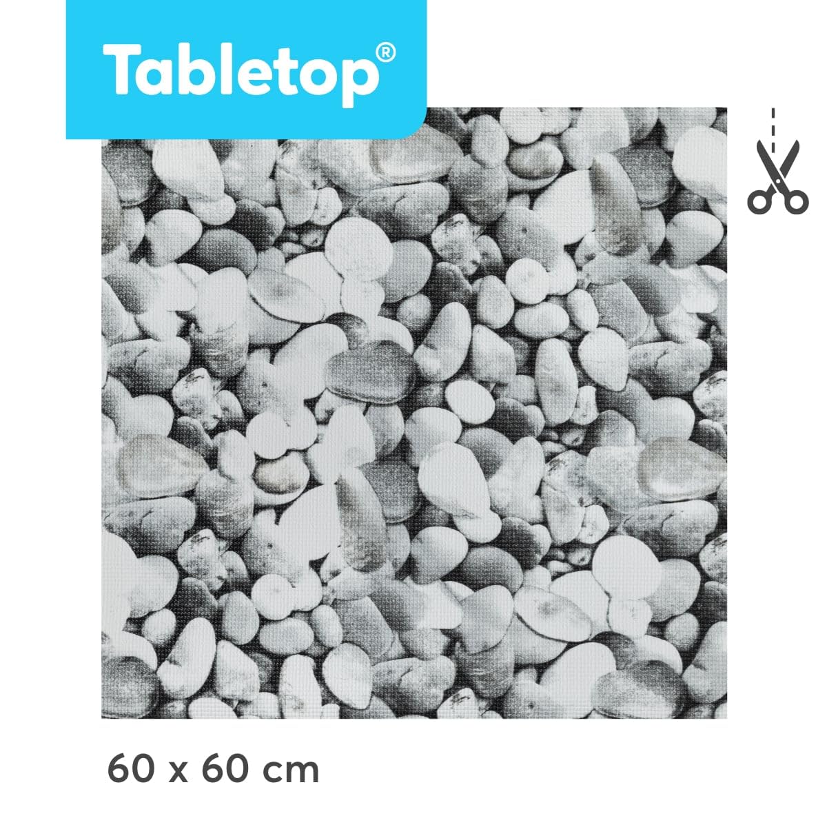 Tabletop Waschmaschinenauflage rutschfest in 60 x 60 cm - zuschneidbare Weichschaum Auflage in Stein Optik grau als Abdeckung für Waschmaschine & Trockner - Waschmaschinenabdeckung MADE IN GERMANY