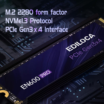 Ediloca EN600 PRO 512 GB Interne SSD PCle 3.0x4, NVMe M.2 2280, SLC-Cache, 3200 MB/s Lesen, 2800 MB/s Schreiben, 3D NAND TLC, Internes Solid State Drive, kompatibel mit Desktops und Laptops