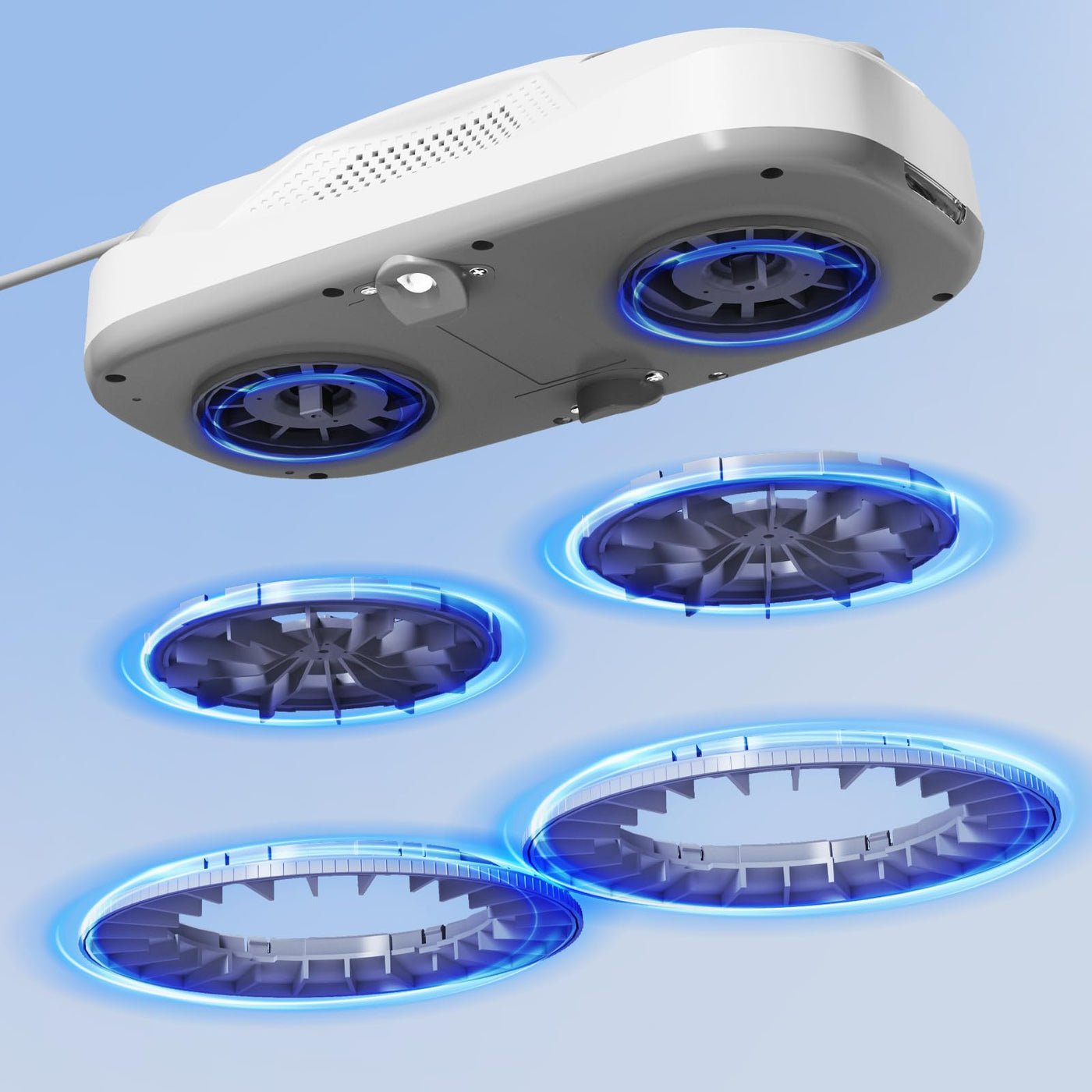 Tosima W5 Fensterputzroboter- Fensterroboter mit doppelter Düse,Einzigartige Variable Frequenzabsaugung, dreifaches Sicherheitssystem, Kantenerkennungsfunktion, intelligente Navigation (Weiß)