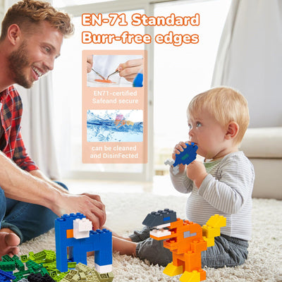 Bausteine Box Mit 1500 Klemmbausteinen – Kompatibel Zu Allen Herstellern – 14 Farben & 19 Formen – Building Blocks Für Kinder Ab 6 Jahre – Klassisches Konstruktionsspielzeug Für Jungen Und Mädchen.