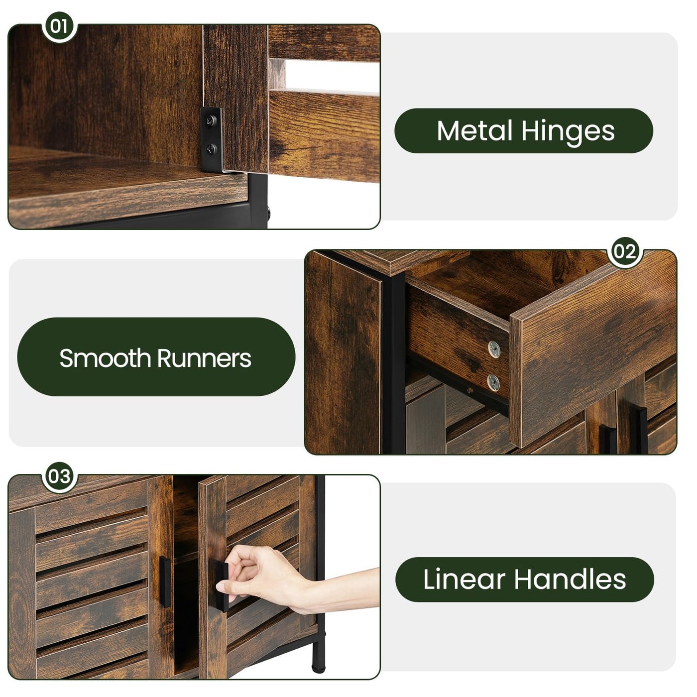 EUGAD Waschbeckenunterschrank, Badezimmer Unterschrank Waschbecken, Badezimmerschrank mit Schublade, 2 Türen, verstellbare Ablage, freistehend, 60x60x30 cm, Rustikles Braun