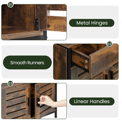 EUGAD Waschbeckenunterschrank, Badezimmer Unterschrank Waschbecken, Badezimmerschrank mit Schublade, 2 Türen, verstellbare Ablage, freistehend, 60x60x30 cm, Rustikles Braun